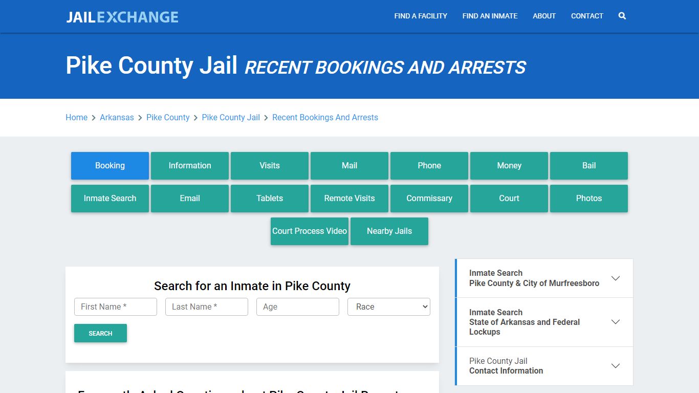 Pike County Jail AR Recent Arrests and Bookings - Jail Exchange